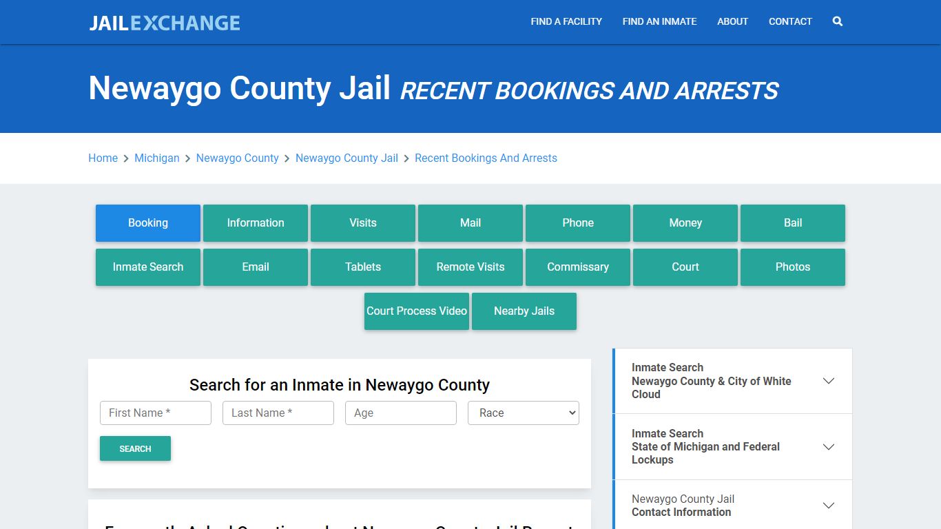 Newaygo County Jail Recent Bookings And Arrests - Jail Exchange