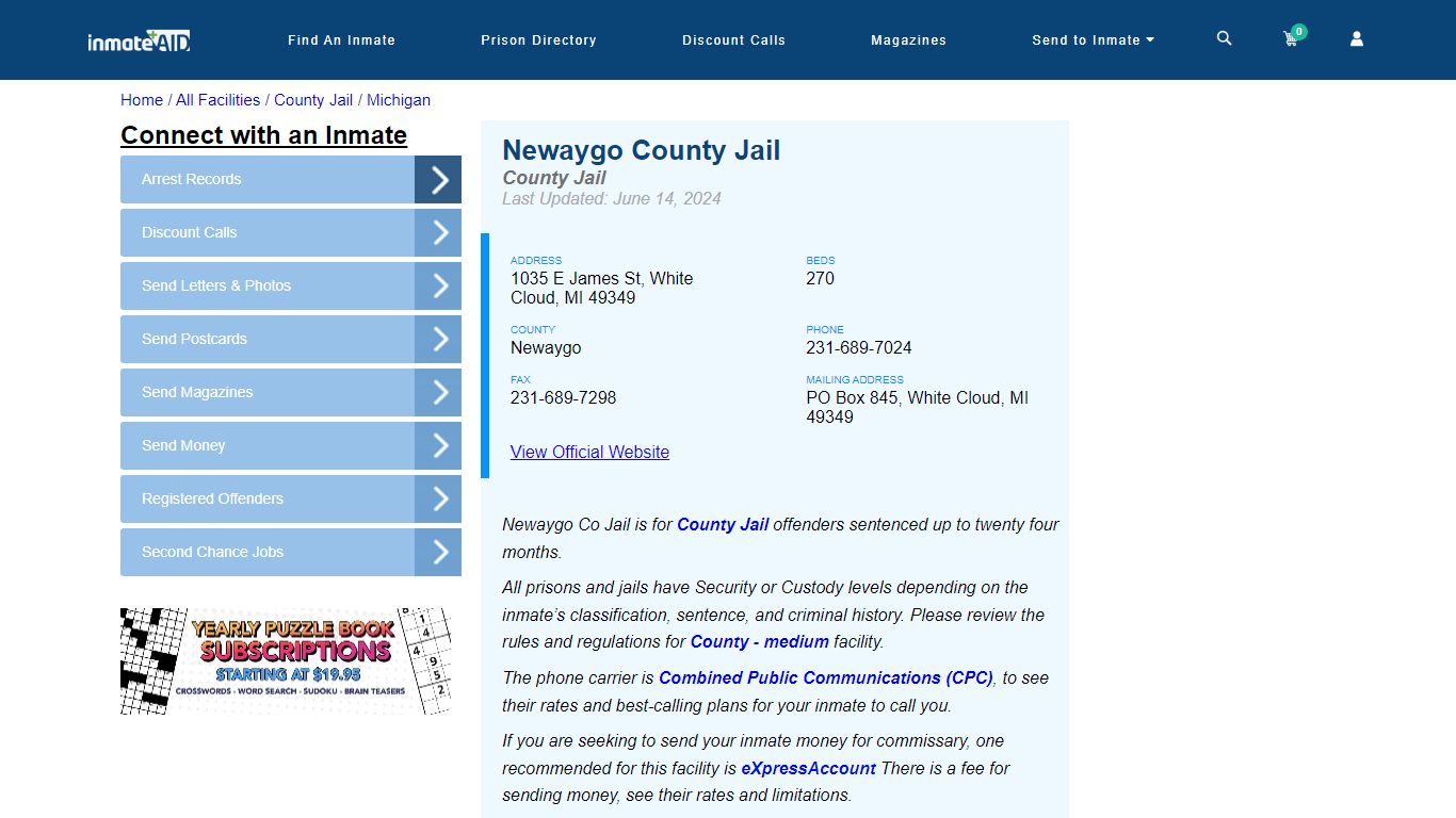 Newaygo County Jail - Inmate Locator