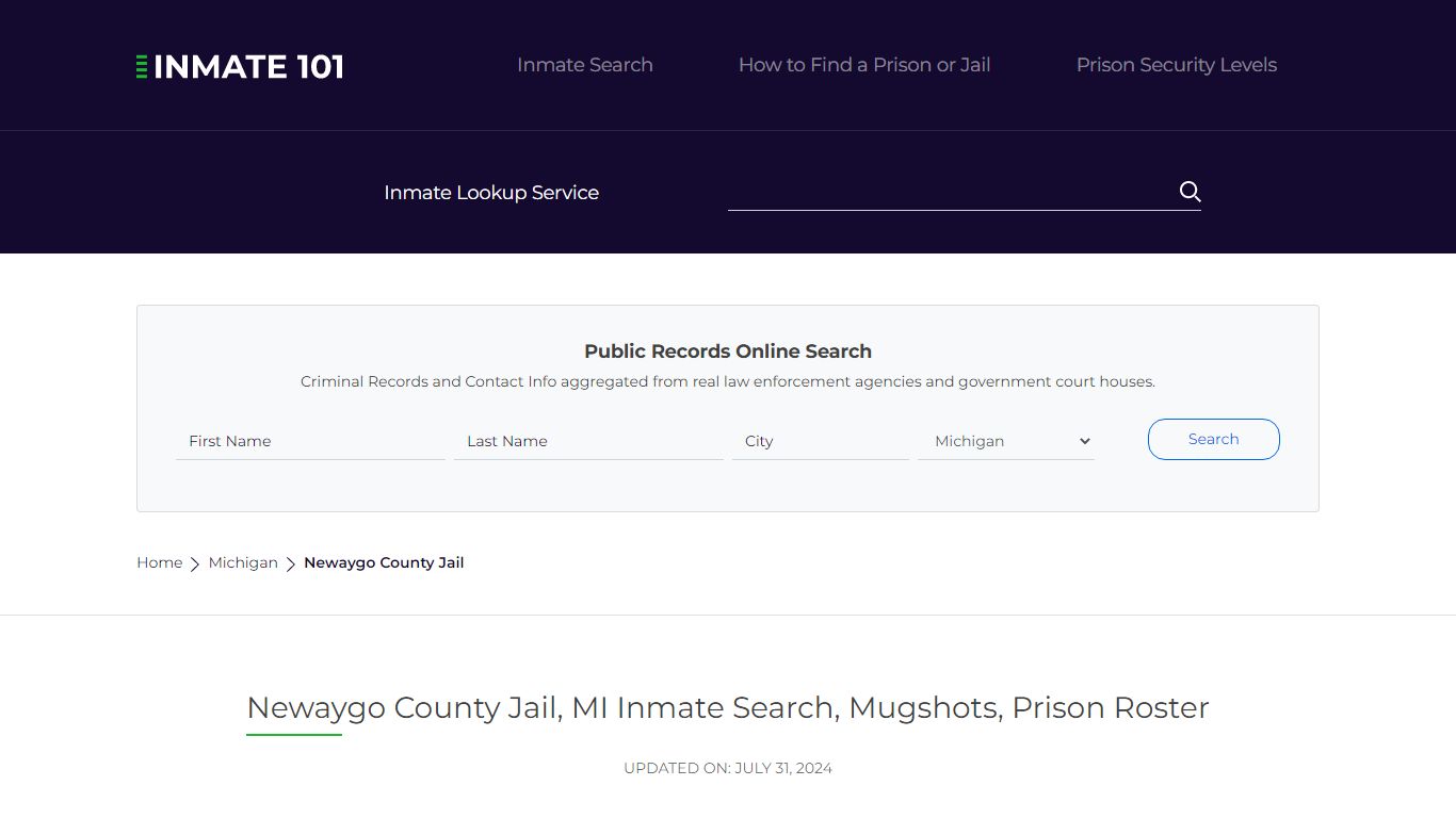 Newaygo County Jail, MI Inmate Search, Mugshots, Prison Roster